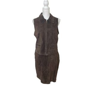 Vintage Hunt Club Dark Brown Suede 2 Piece Matching Set Vest & Mini Skirt NWT